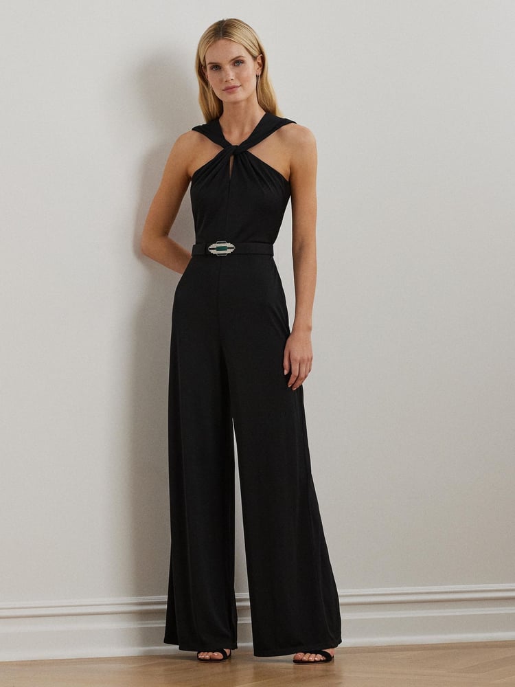 Lauren Ralph Lauren Matte Black Jersey Jumpsuit - Image 1 of 8