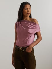 Lauren Ralph Lauren Satin Charmeuse Off-the-Shoulder Blouse - Image 1 of 7