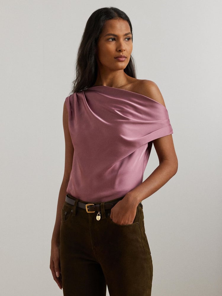 Lauren Ralph Lauren Satin Charmeuse Off-the-Shoulder Blouse - Image 1 of 7