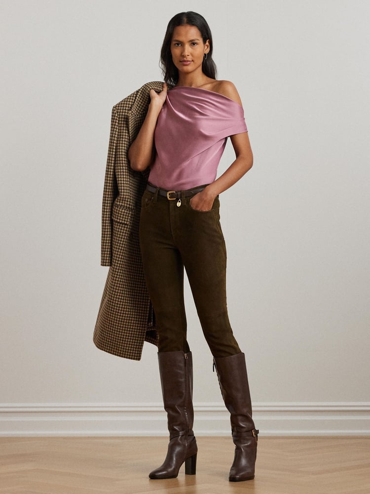 Lauren Ralph Lauren Satin Charmeuse Off-the-Shoulder Blouse - Image 2 of 7