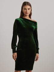 Lauren Ralph Lauren Green Luxe Velvet Dress - Image 1 of 8