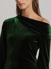 Lauren Ralph Lauren Green Luxe Velvet Dress - Image 3 of 8