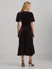 Lauren Ralph Lauren Velvet Belted V-Neck Dress - Image 3 of 8