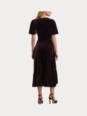 Lauren Ralph Lauren Velvet Belted V-Neck Dress - Image 5 of 8
