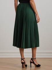 Lauren Ralph Lauren Pleated Satin Midi A Line Skirt - Image 5 of 6