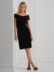 Lauren Ralph Lauren Crepe Off-The-Shoulder Cocktail 100% Cotton Dress - Image 1 of 9
