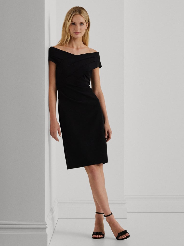 Lauren Ralph Lauren Crepe Off-The-Shoulder Cocktail 100% Cotton Dress - Image 1 of 9
