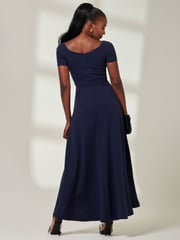 Jolie Moi Blue Light Yana Off Shoulder Scuba Maxi Dress - Image 2 of 6