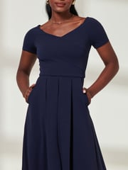 Jolie Moi Blue Light Yana Off Shoulder Scuba Maxi Dress - Image 3 of 6
