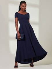 Jolie Moi Blue Light Yana Off Shoulder Scuba Maxi Dress - Image 5 of 6