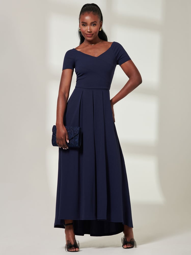 Jolie Moi Blue Light Yana Off Shoulder Scuba Maxi Dress - Image 6 of 6