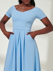 Jolie Moi Blue Yana Off Shoulder Scuba Maxi Dress - Image 3 of 6