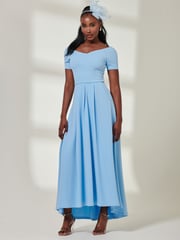 Jolie Moi Blue Yana Off Shoulder Scuba Maxi Dress - Image 5 of 6