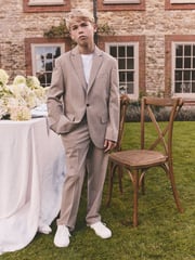 Neutral Relaxed Fit Stripe Suit Jacket (3-16yrs) - Image 1 of 12