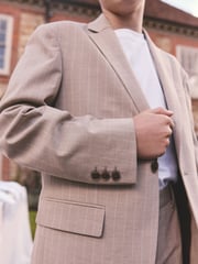 Neutral Relaxed Fit Stripe Suit Jacket (3-16yrs) - Image 5 of 12