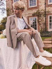 Neutral Relaxed Fit Stripe Suit Jacket (3-16yrs) - Image 6 of 12