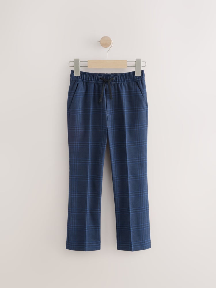 Blue/Navy Check Pull On Suit Trousers (3-16yrs) - Image 1 of 4