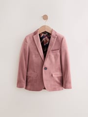 Pale Pink Velvet Suit Blazer (3-16yrs) - Image 1 of 5