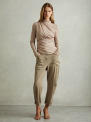 Reiss Blush Eleni Ruched Long Sleeve Top - Image 1 of 6