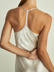 Reiss Silver Paisley Cowl-Neck Hammered-Satin Slip Dress - Image 4 of 6