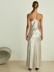 Reiss Silver Paisley Cowl-Neck Hammered-Satin Slip Dress - Image 5 of 6