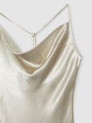 Reiss Silver Paisley Cowl-Neck Hammered-Satin Slip Dress - Image 6 of 6
