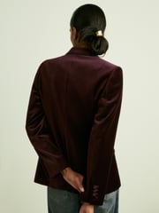 Reiss Burgundy Yasmin Cotton Velvet Blazer - Image 4 of 7