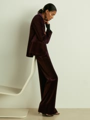 Reiss Burgundy Yasmin Cotton Velvet Blazer - Image 5 of 7
