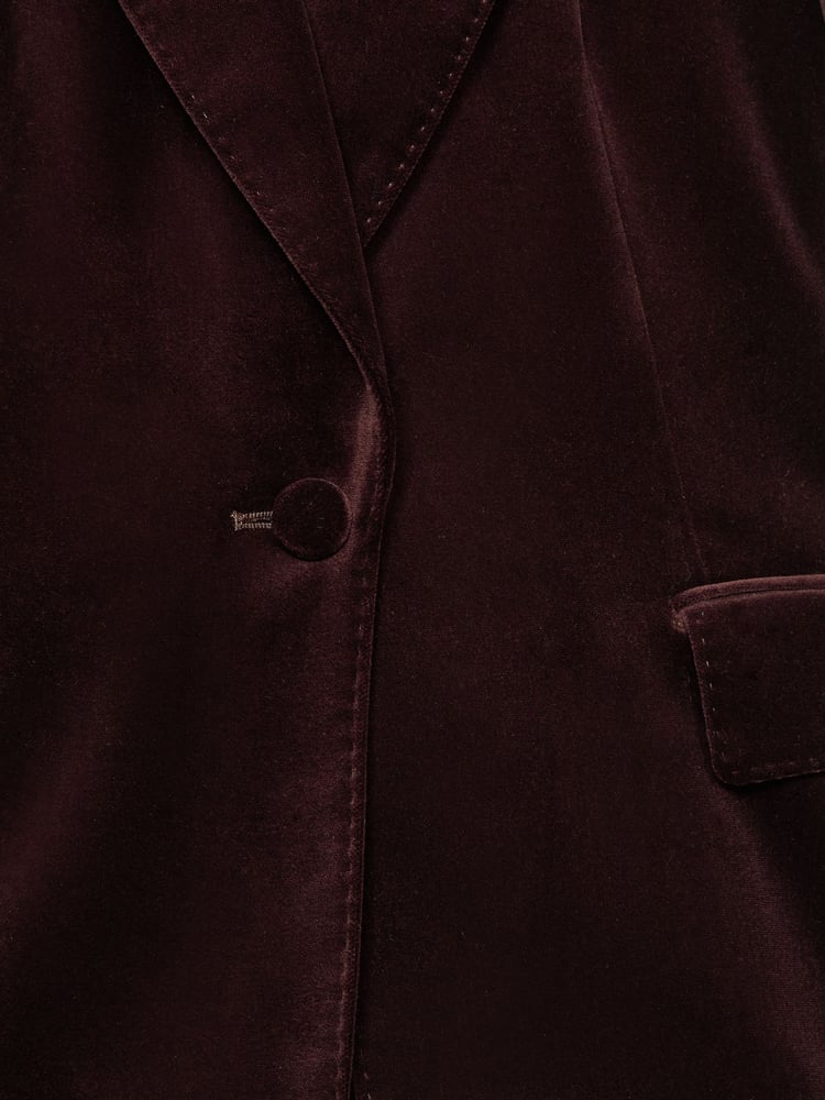 Reiss Burgundy Yasmin Cotton Velvet Blazer - Image 7 of 7