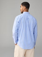 Blue 100% Cotton Long Sleeve Stripe Poplin Oxford Shirt - Image 2 of 7