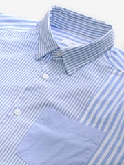 Blue 100% Cotton Long Sleeve Stripe Poplin Oxford Shirt - Image 6 of 7