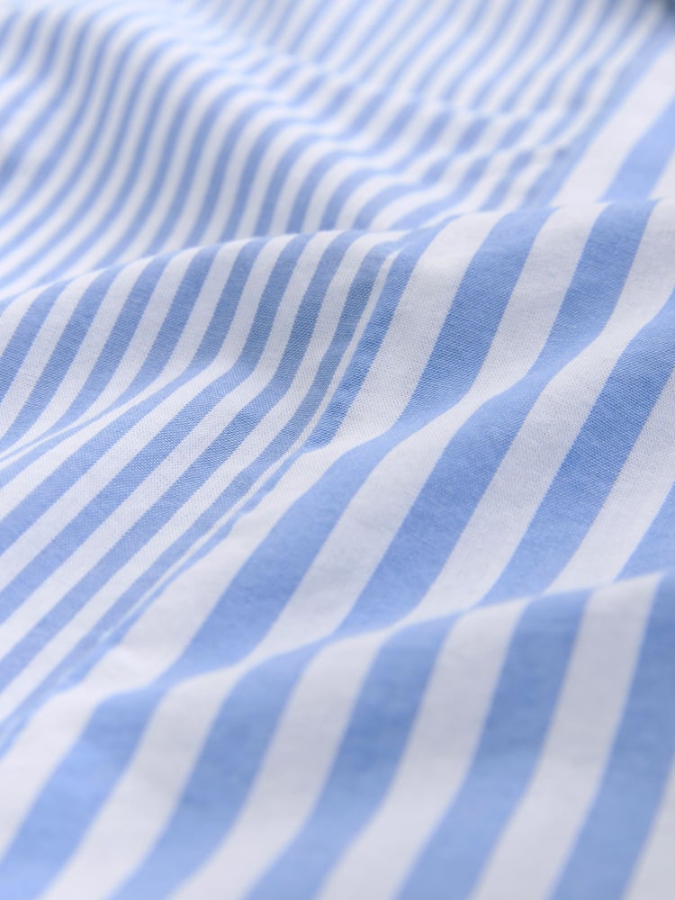 Blue 100% Cotton Long Sleeve Stripe Poplin Oxford Shirt - Image 7 of 7