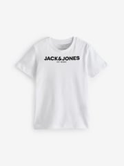 JACK & JONES JUNIOR Crew Neck Logo 100% Cotton White T-Shirts 3 Pack - Image 2 of 4