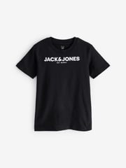 JACK & JONES JUNIOR Crew Neck Logo 100% Cotton White T-Shirts 3 Pack - Image 4 of 4