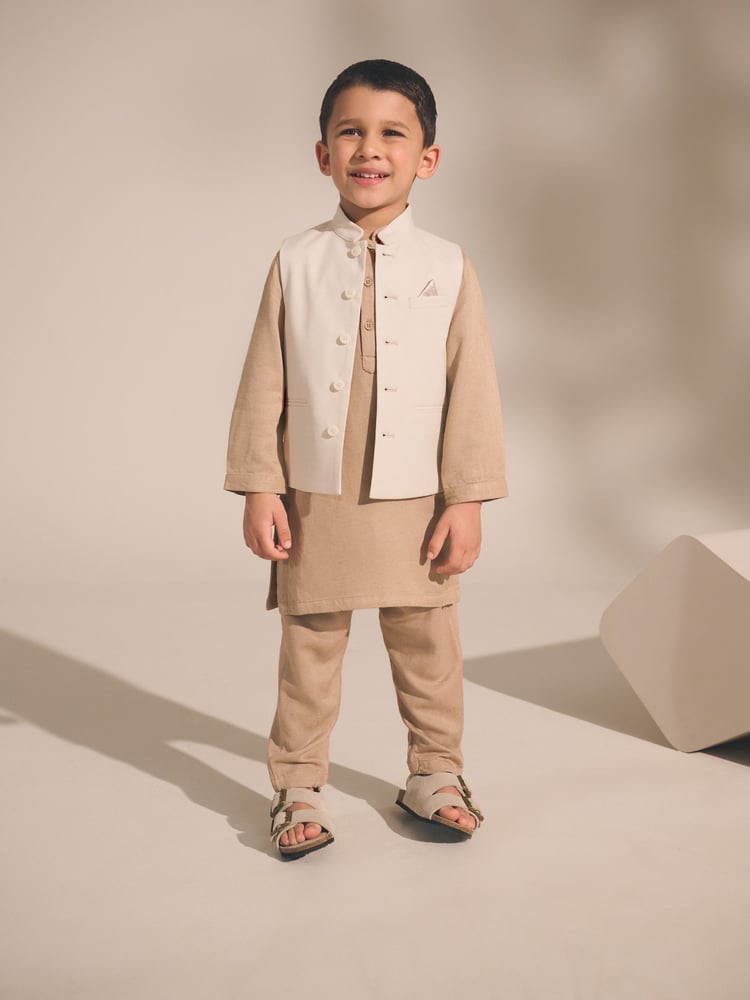 Ecru White Eid Waistcoat (3mths-16yrs) - Image 1 of 8