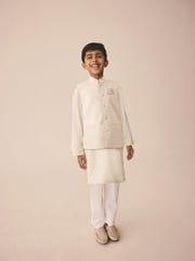 Ecru Textured Jacqard EID Kurta (3mths-16yrs) - Image 1 of 9
