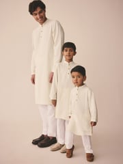 Ecru Textured Jacqard EID Kurta (3mths-16yrs) - Image 5 of 9