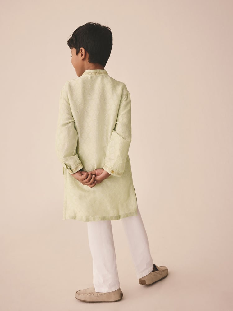 Light Green Embroidered EID Kurta (3mths-16yrs) - Image 2 of 4