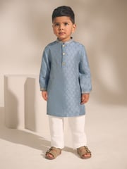 Blue Leaf Embroidered EID Kurta (3mths-16yrs) - Image 1 of 9