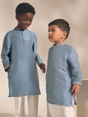 Blue Leaf Embroidered EID Kurta (3mths-16yrs) - Image 2 of 9