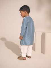 Blue Leaf Embroidered EID Kurta (3mths-16yrs) - Image 4 of 9