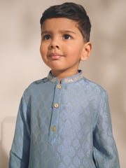 Blue Leaf Embroidered EID Kurta (3mths-16yrs) - Image 5 of 9