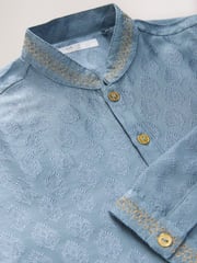 Blue Leaf Embroidered EID Kurta (3mths-16yrs) - Image 8 of 9