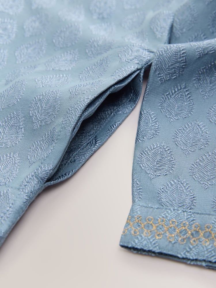 Blue Leaf Embroidered EID Kurta (3mths-16yrs) - Image 9 of 9