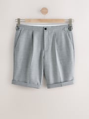 Grey Slim Fit Textured Side Adjuster Shorts - Image 1 of 4