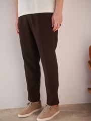 Brown Regular Fit Cotton Linen Blend Elasticated Back Trousers - Image 2 of 9