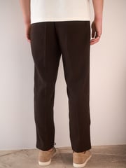 Brown Regular Fit Cotton Linen Blend Elasticated Back Trousers - Image 3 of 9