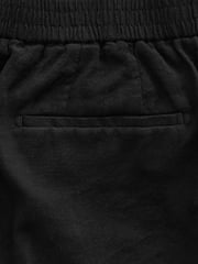 Black Regular Fit Cotton Linen Blend Elasticated Back Trousers - Image 10 of 11