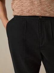 Black Regular Fit Cotton Linen Blend Elasticated Back Trousers - Image 5 of 11