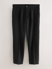 Black Regular Fit Cotton Linen Blend Elasticated Back Trousers - Image 6 of 11